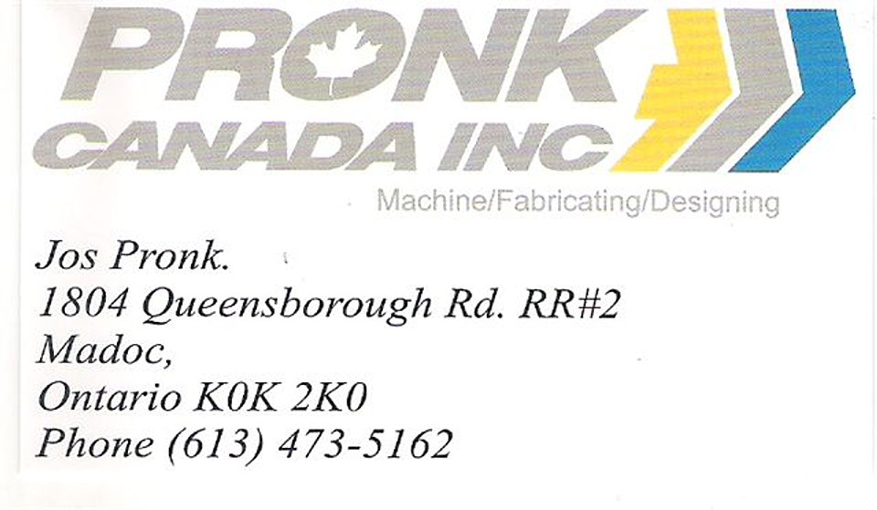 Pronk Canada Inc- Queensborough Machine Shop