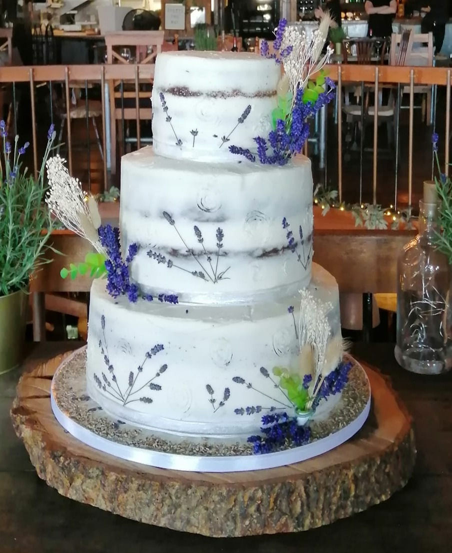 Semi Naked Lavender Wedding Cake Hampshire Dorset Isle Of Wight