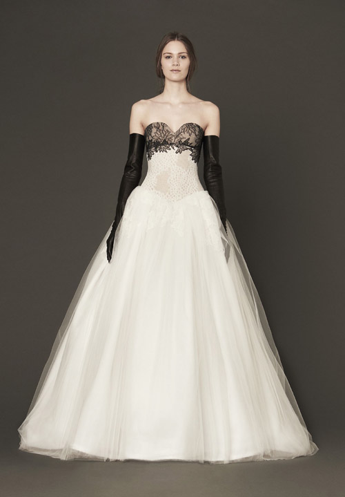 white and black wedding dresses
