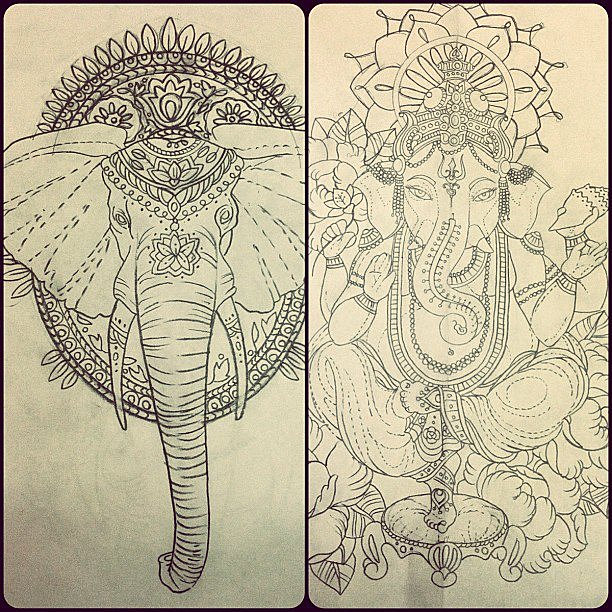 Elephant Line Drawing Tattoo : Elephant line drawing tattoo