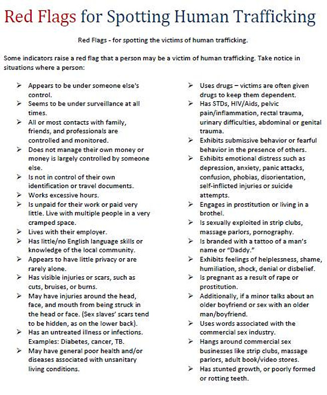red flags for sex trafficking