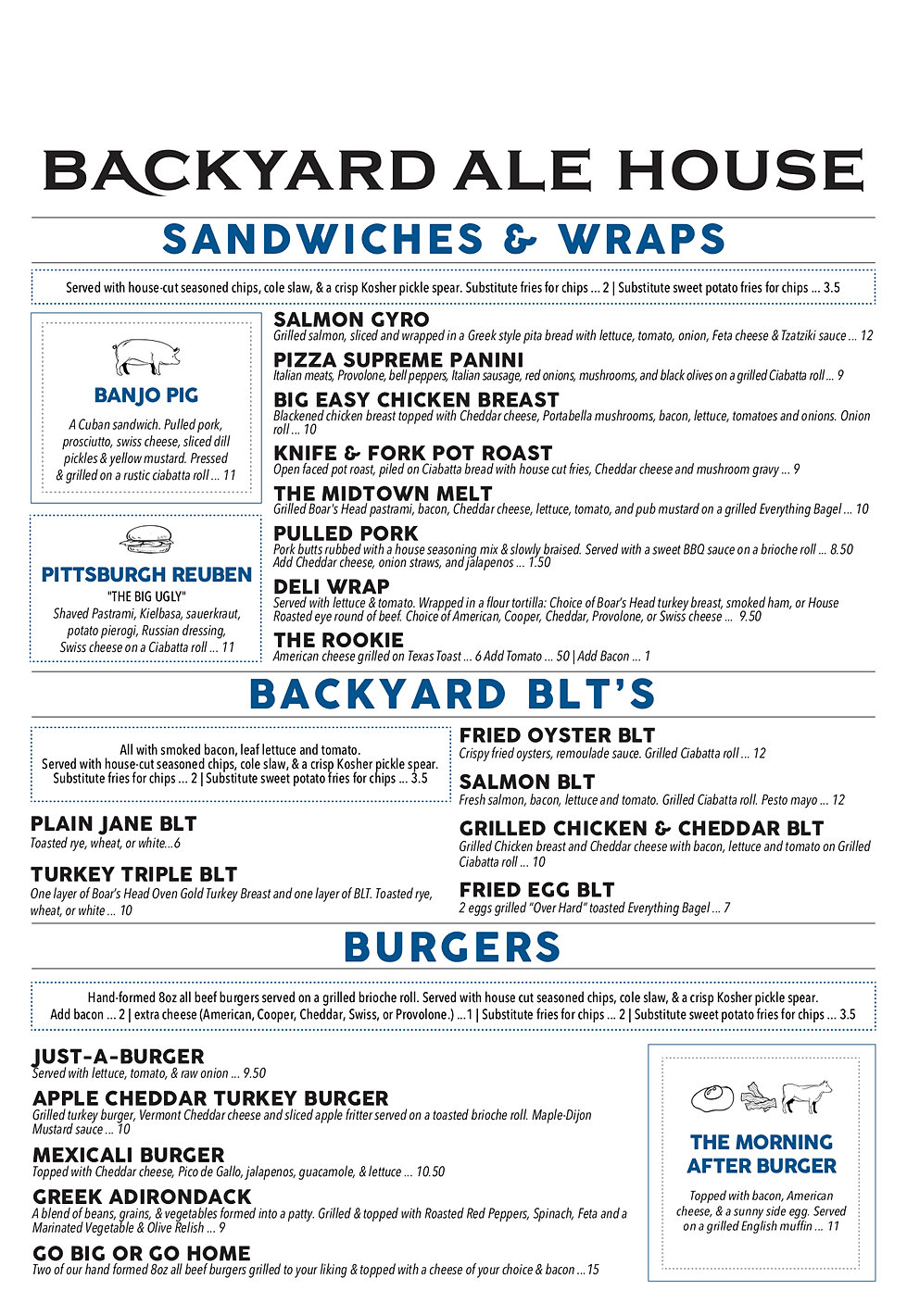 Craft Food Menu