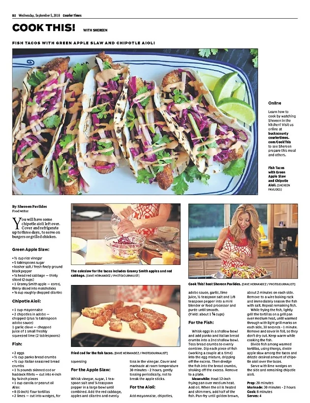 Fish Tacos With Green Apple Slaw And Chipotle Aioli