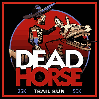 race logo: Mexican-style skeleton rider on skeleton horse.