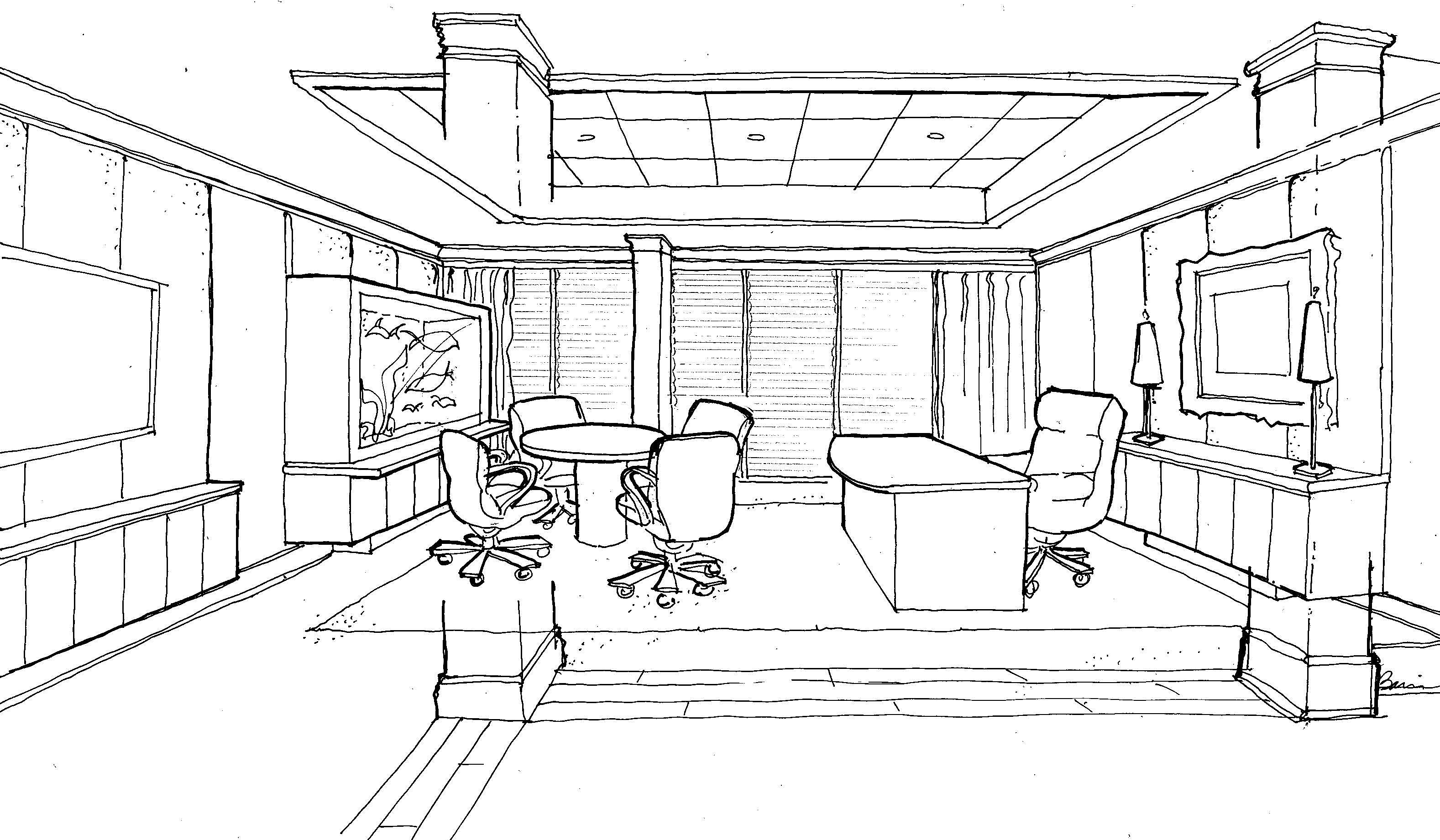 Drawing Lines In Office : Interior design office sketches