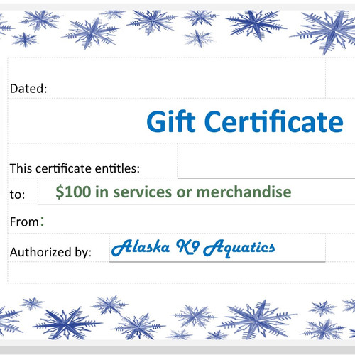 alaskak9aquatics gift certificates merchandise certificates
