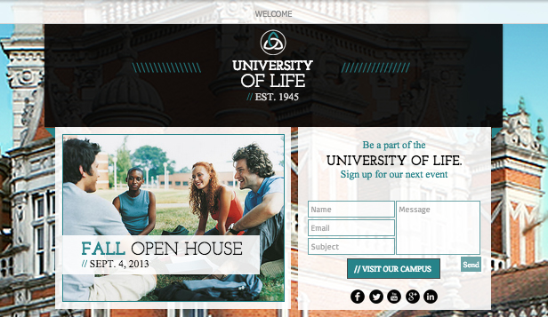 विश्वविद्यालय लैंडिंग पृष्ठ