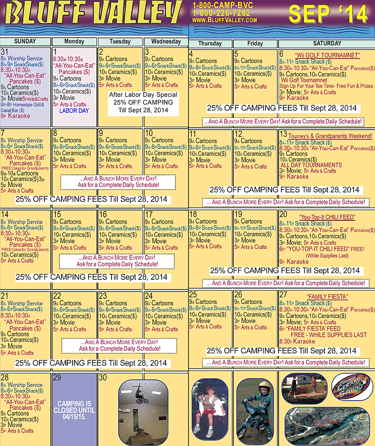 Bluff Valley Campground ACTIVITIES