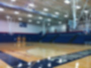 St. Dominic High School Gym basket ball court and bleacher seating. DE|SL LLC