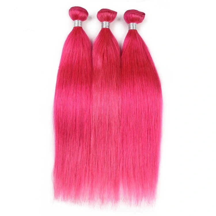 Hot Pink X Transparent Lace Closure With Bundles Grade A