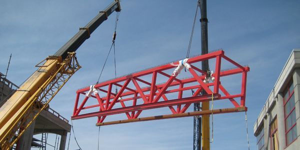 Side view of a Crane with bridge