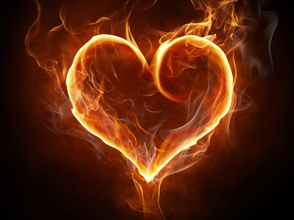 Blue Heart On Fire Wallpaper