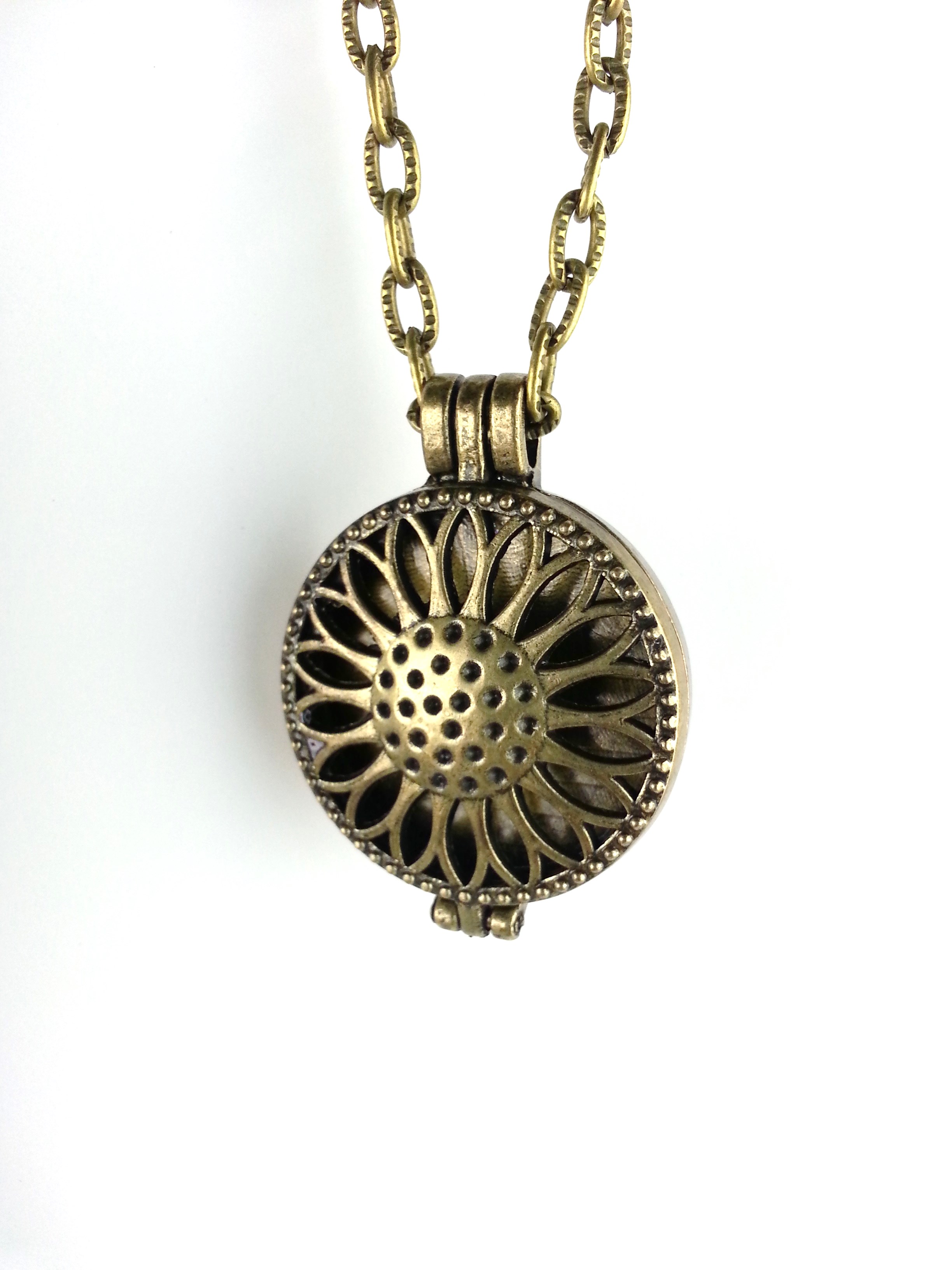 Sunflower Essential Oil Diffuser Necklace EarthinWireJewelry