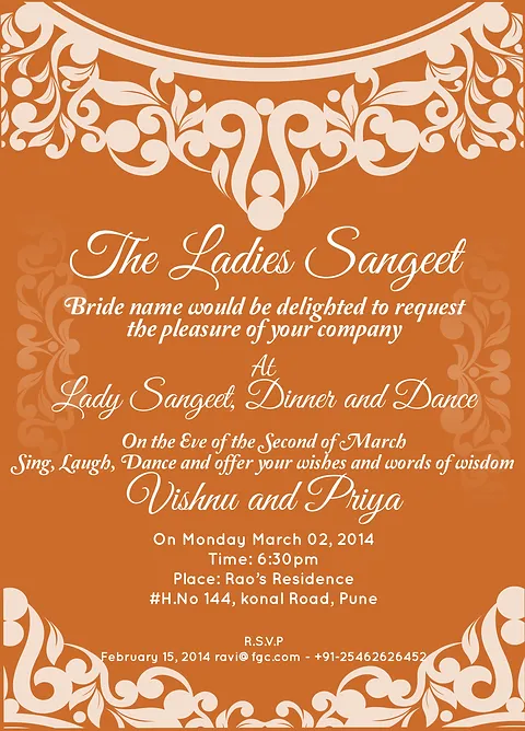 free sangeet invitation wordings online