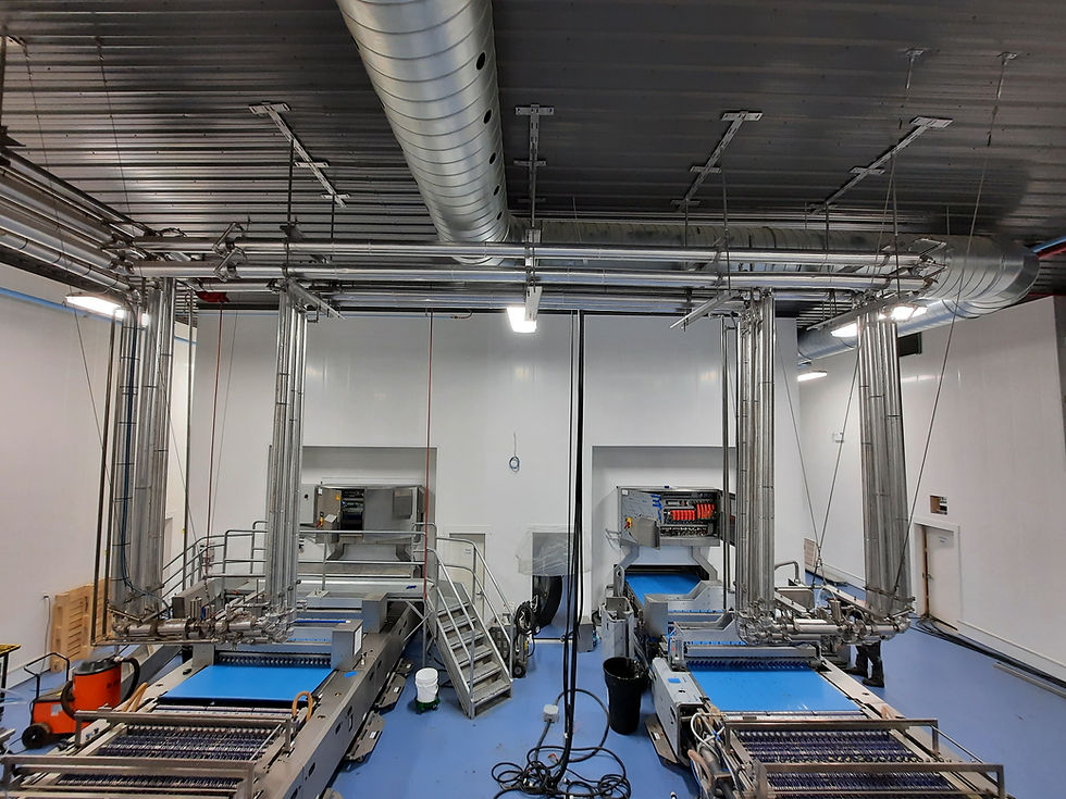 Dubbelwandig geïsoleerd leidingwerk verwarmd door CV water, voorzien van Pig-systeem.