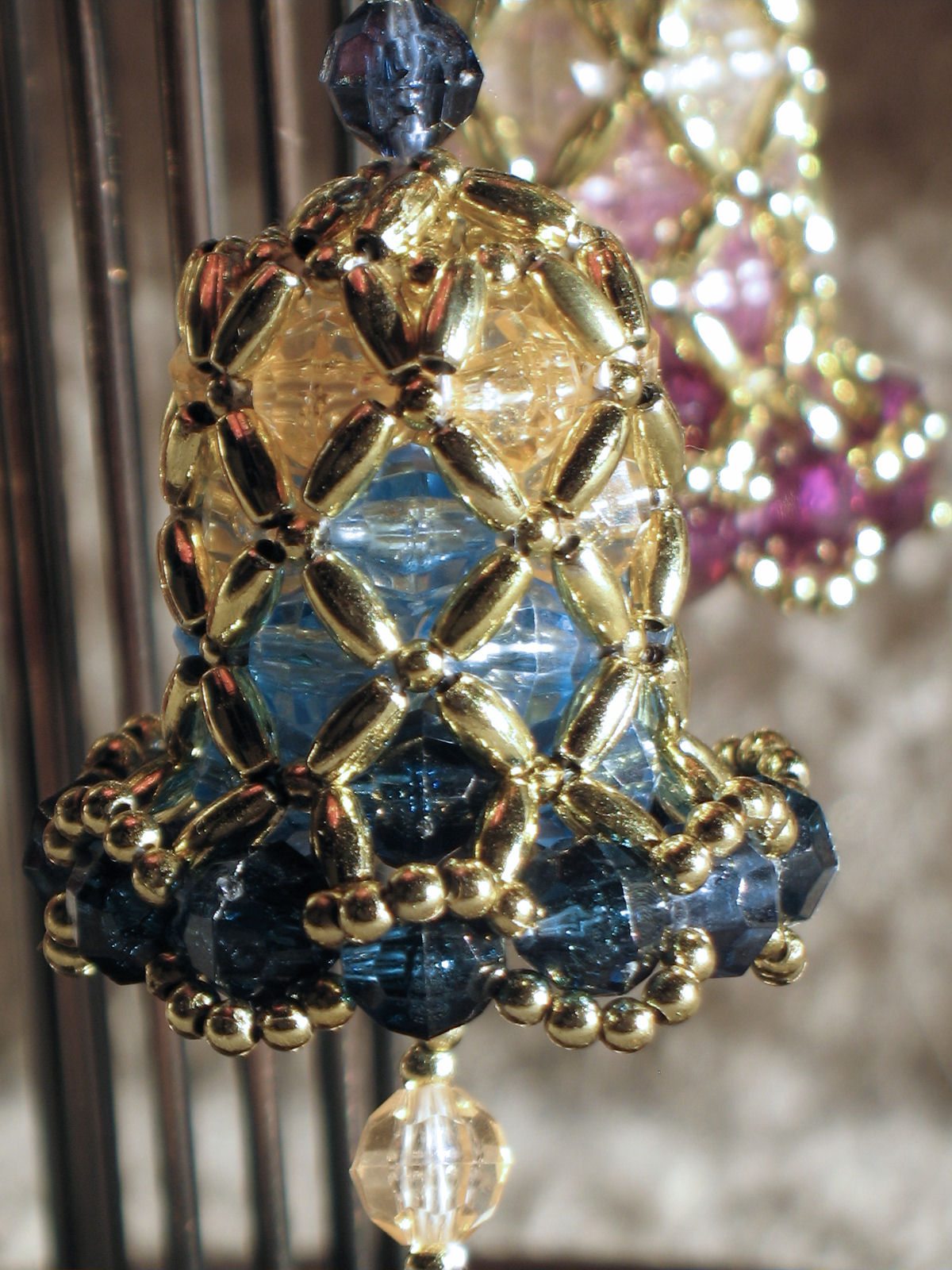 Bead Bell Ornaments Hand Made Beaded Christmas Bells