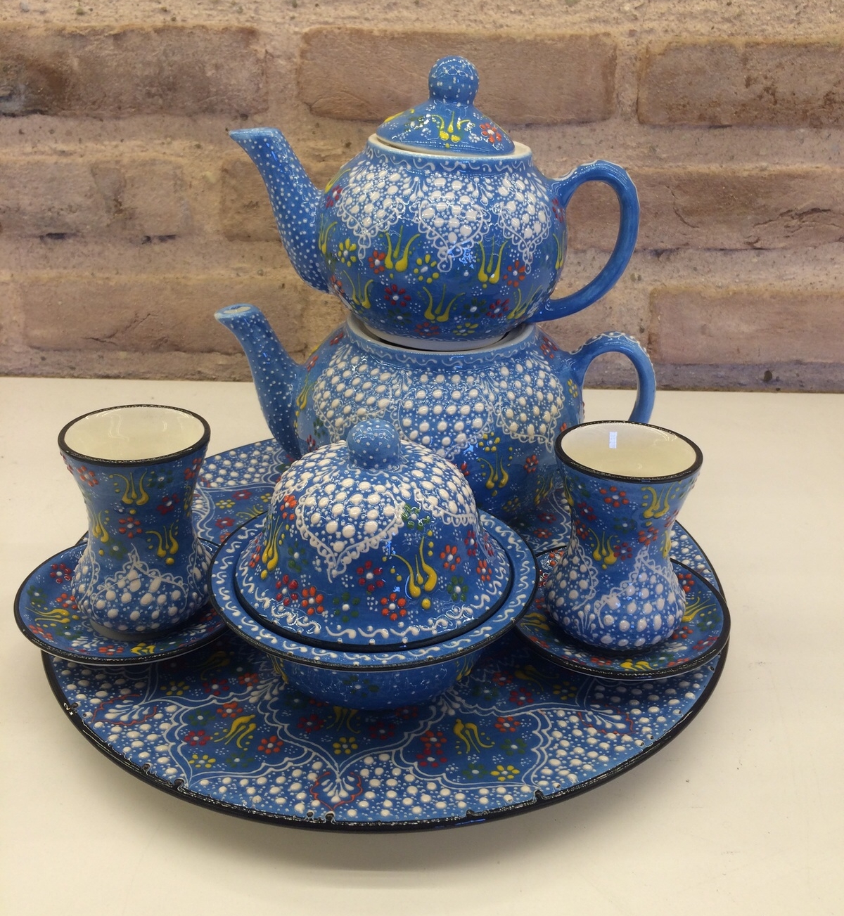 TURKISH CERAMIC TEA SET WITH CERAMIC TEA POT Grand Bazaar Shopping Buy From Grand Bazaar