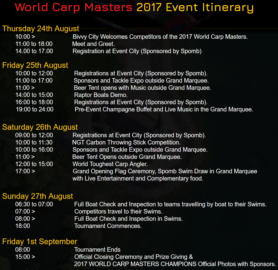 event itinerary