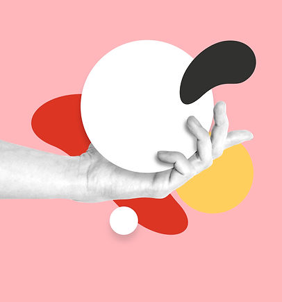 Man hand photo with abstract shapes fant