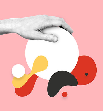 Man hand photo with abstract shapes fant