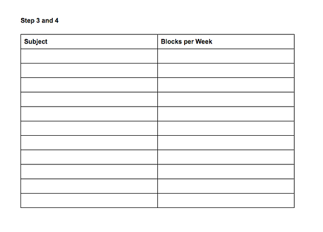 study template timetable