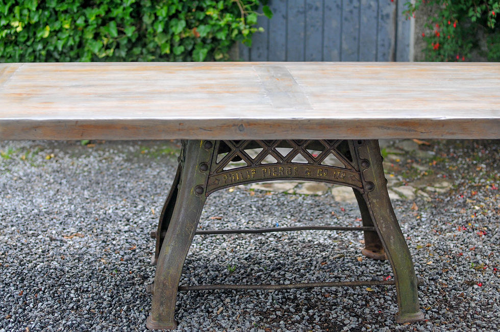 Oak Table Cast Iron Machine Base - Origi