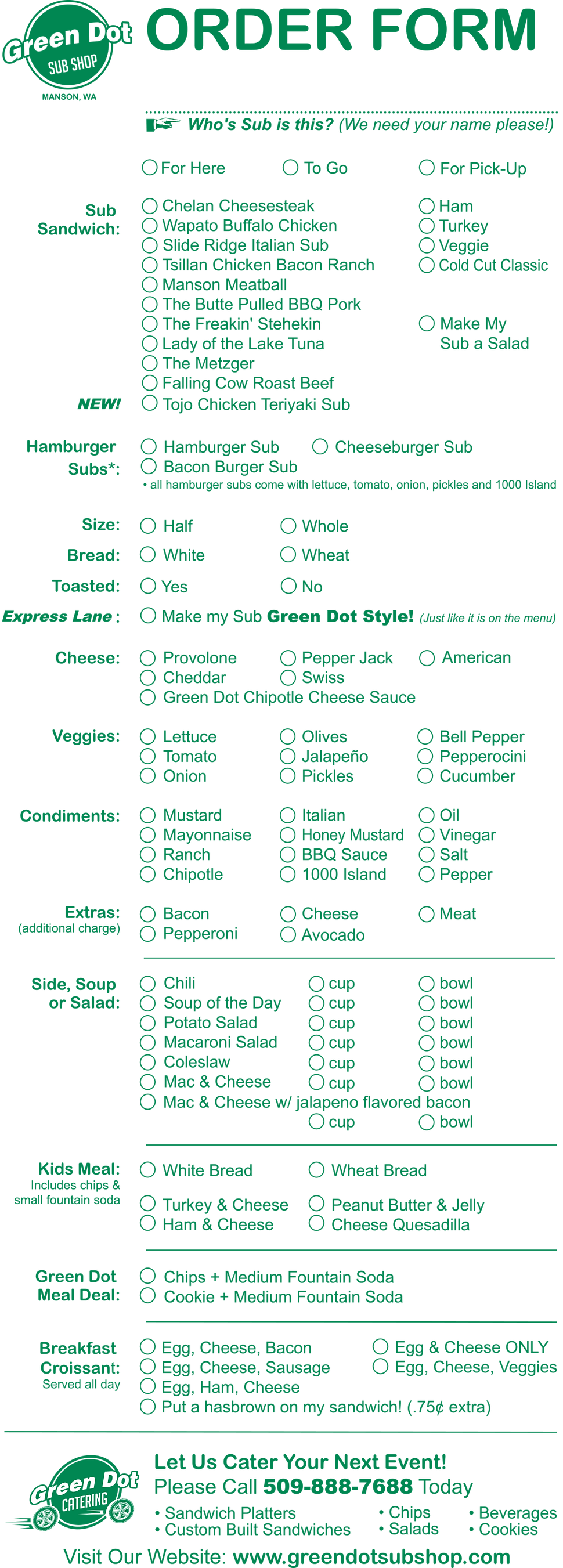 lake chelan restaurants greendotsubshop com order form chipotle fax order form
