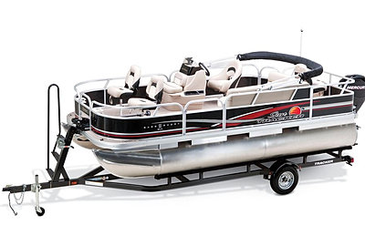 Full view or our 18 foot fishing pontoon