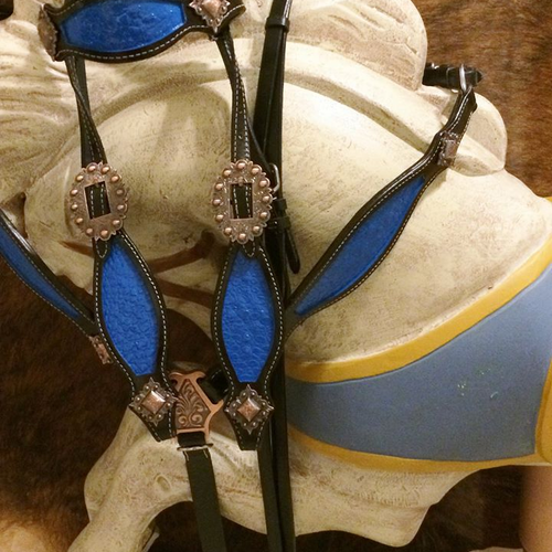Blue Bling Bridle Breast Collar Reins Sets