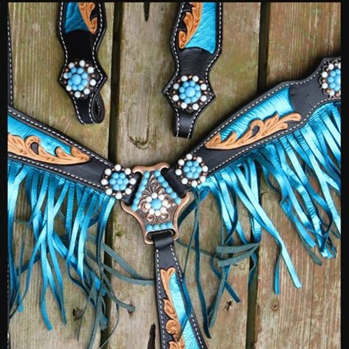 Blue Bling Bridle Breast Collar Reins Sets