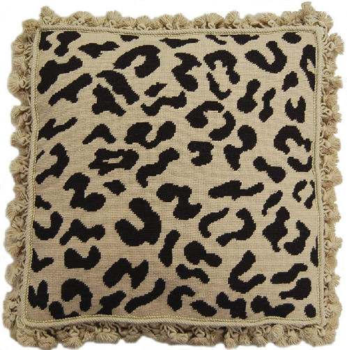 Black Leopard Print Needlepoint Pillow humble-haute