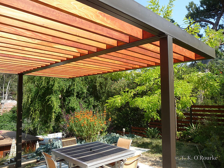 Impressive Design of Modern Metal Pergola and Home Design 2015