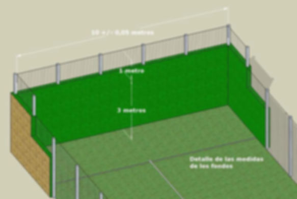 medidas de los fondos en una cancha de padel