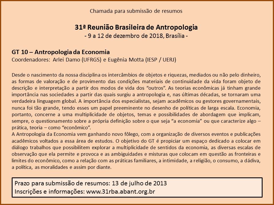 Antropologia da Economia na 31ª RBA