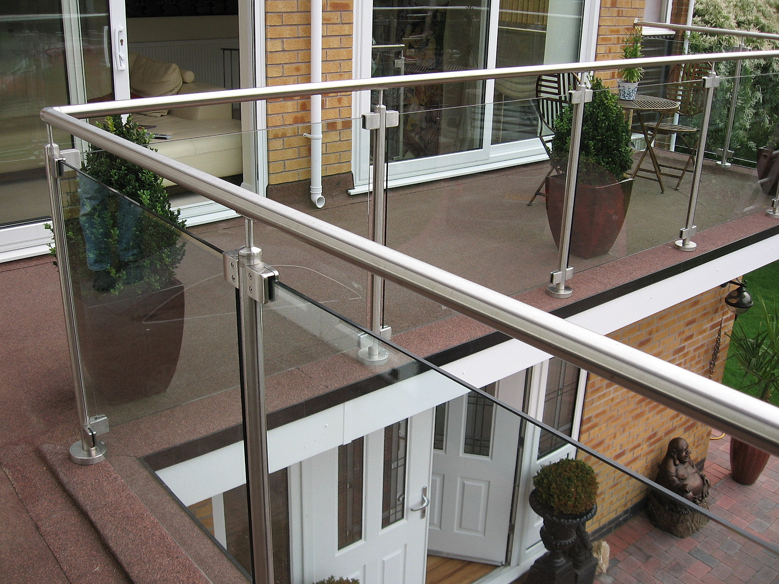 Glass railings.