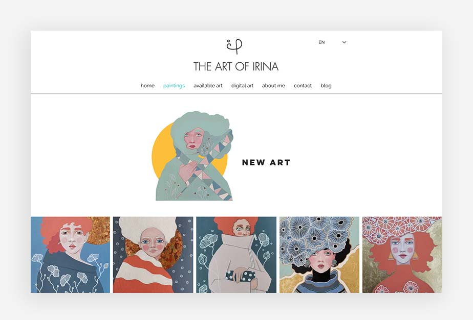 artist website example by Irina Pandeva
