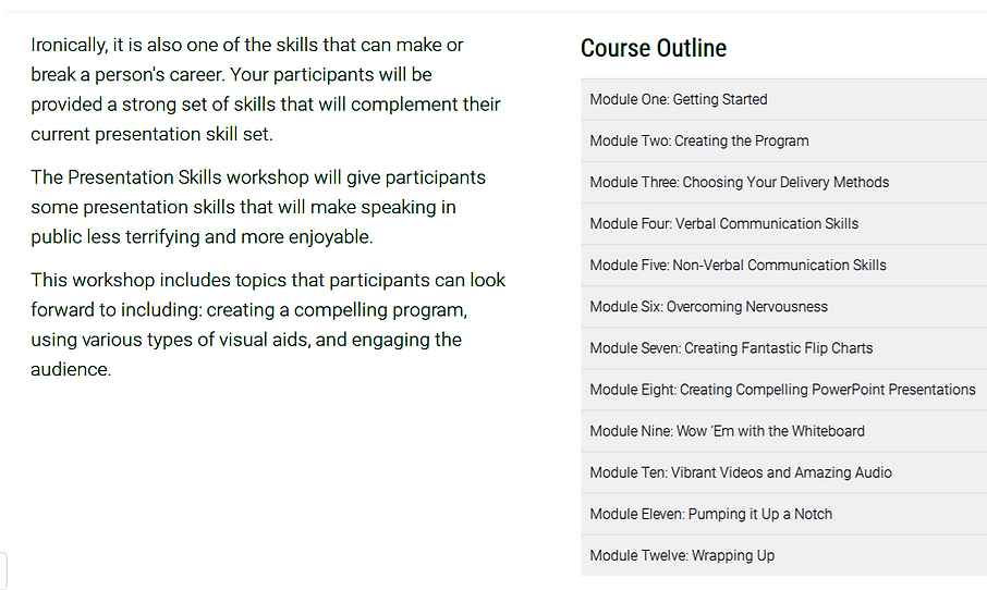 training presentation outline
