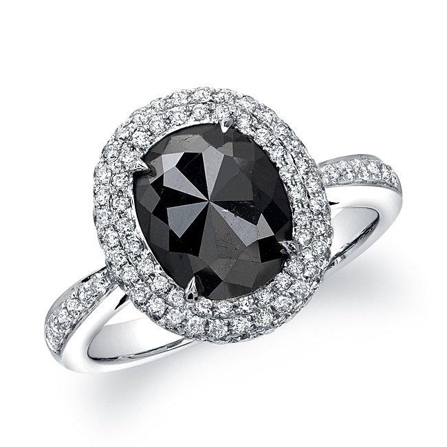 Black Diamond Engagement Ring set in 9ct white gold.