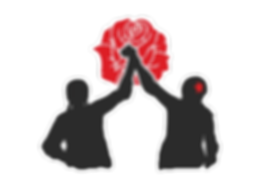 silhouette of roller girls holding hands with a rose