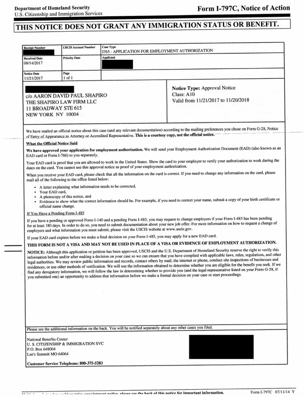 work permit ead approvals vawa prima face case dhs i 130 remand us work permit application form