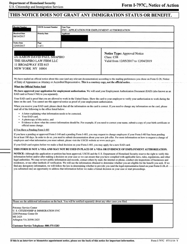 work permit ead approvals vawa prima face case dhs i 130 remand us work permit application form