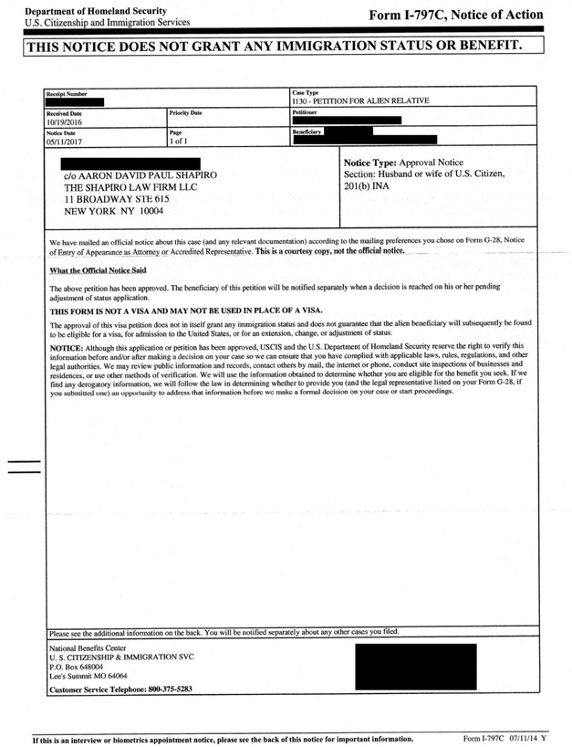 case status update approvals new client approvals the shapiro uscis form i 797