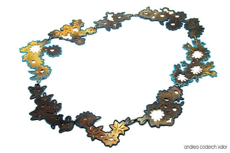Andrea Coderch Valor - Untitled -necklace-  Hana Collection 2011. Gold, shibuichi, silk