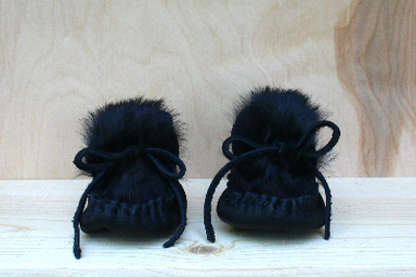 black fur lined moccasins