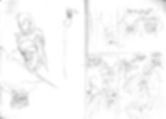 Comic charcter sketch and page layour