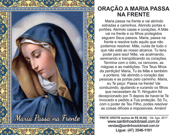 oração Maria passa na frente azul