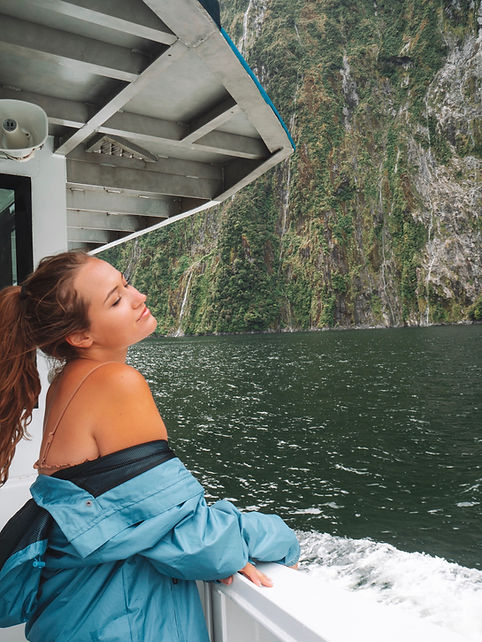 She Travelled the World at Milford Sounds, New Zealand