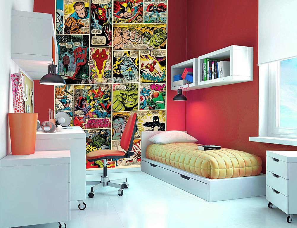superhero wallpaper for bedroom - weddingdressin.com