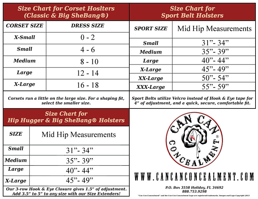 George Holster Size Chart