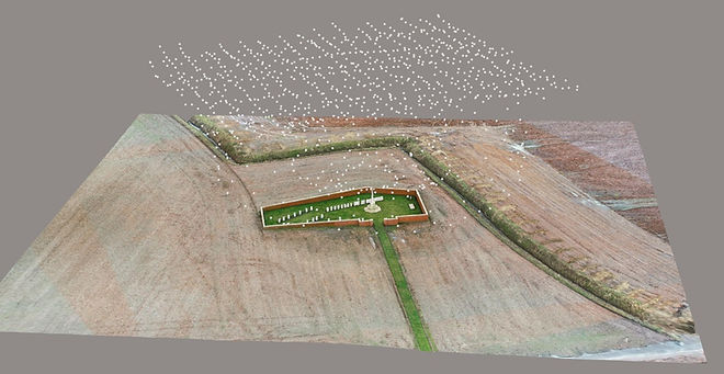3D-mesh-meshes-RTK-drone-kerkhof-monument-landmeter-begraafplaats-GCP-grondcontrolepunt